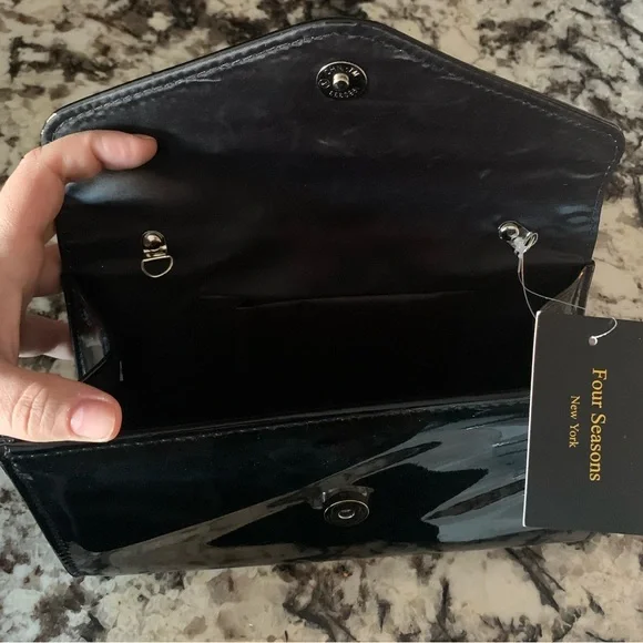 NEW Black Patent Evening Clutch - Picture 5 of 10